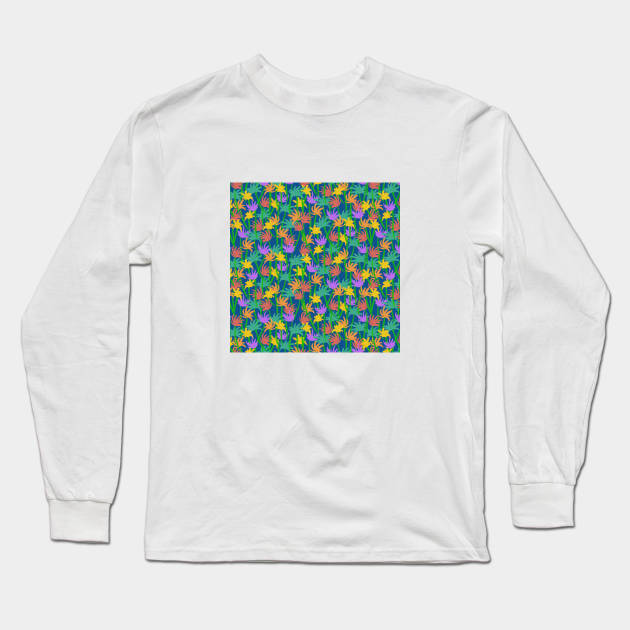 Wild Flowers- navy Long Sleeve T-Shirt by NickiPostsStuff